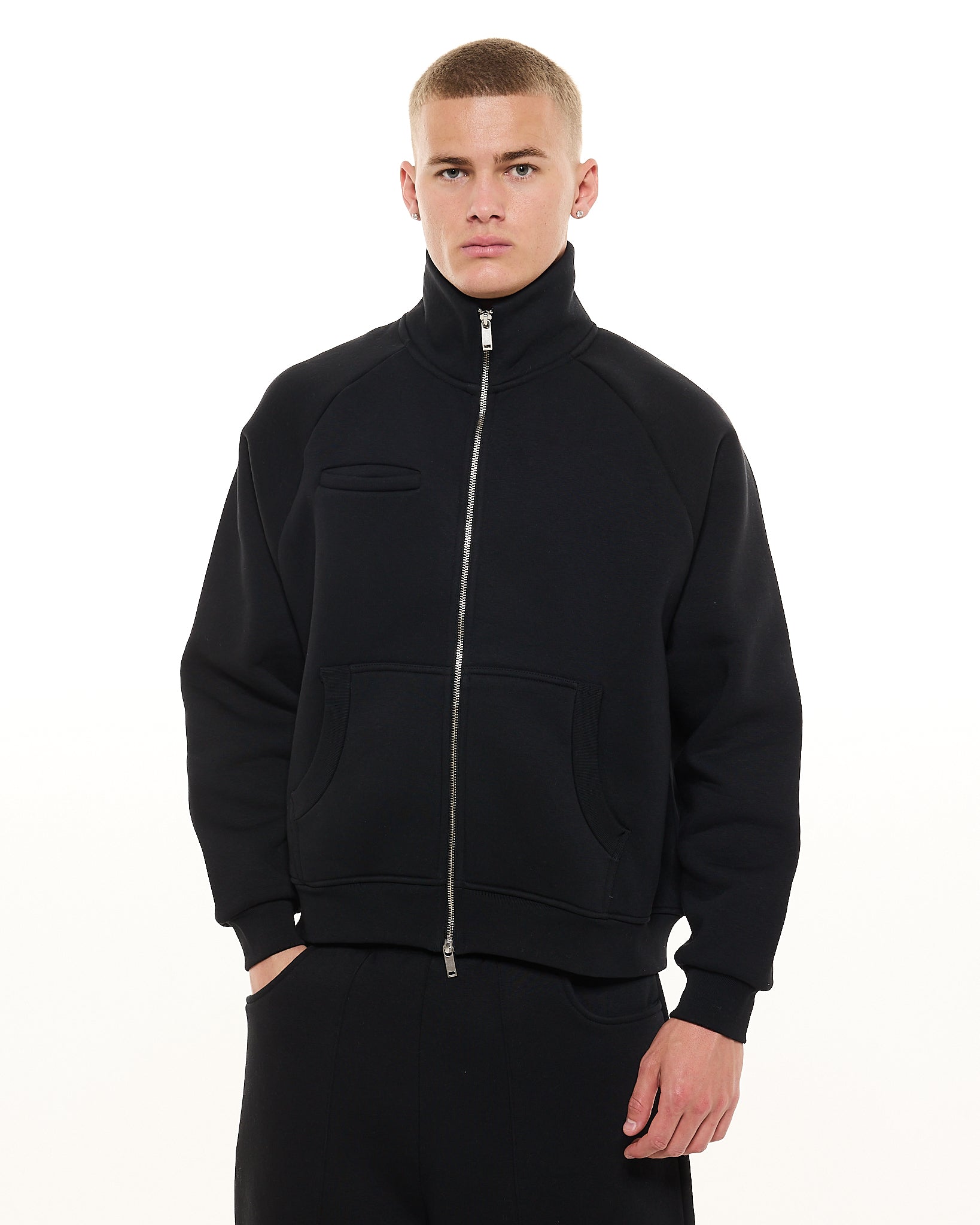 COZY TRACK JACKET - BLACK - Sweats UK