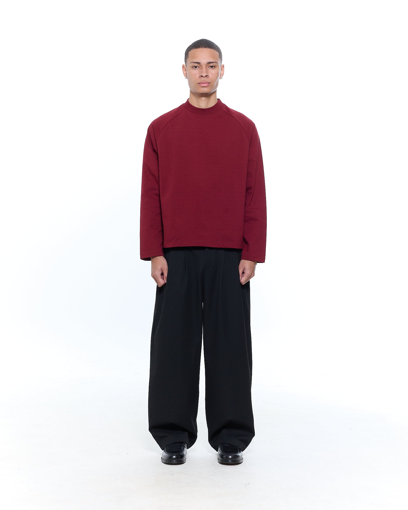 LONG SLEEVE T-SHIRT - BURGUNDY - Sweats UK