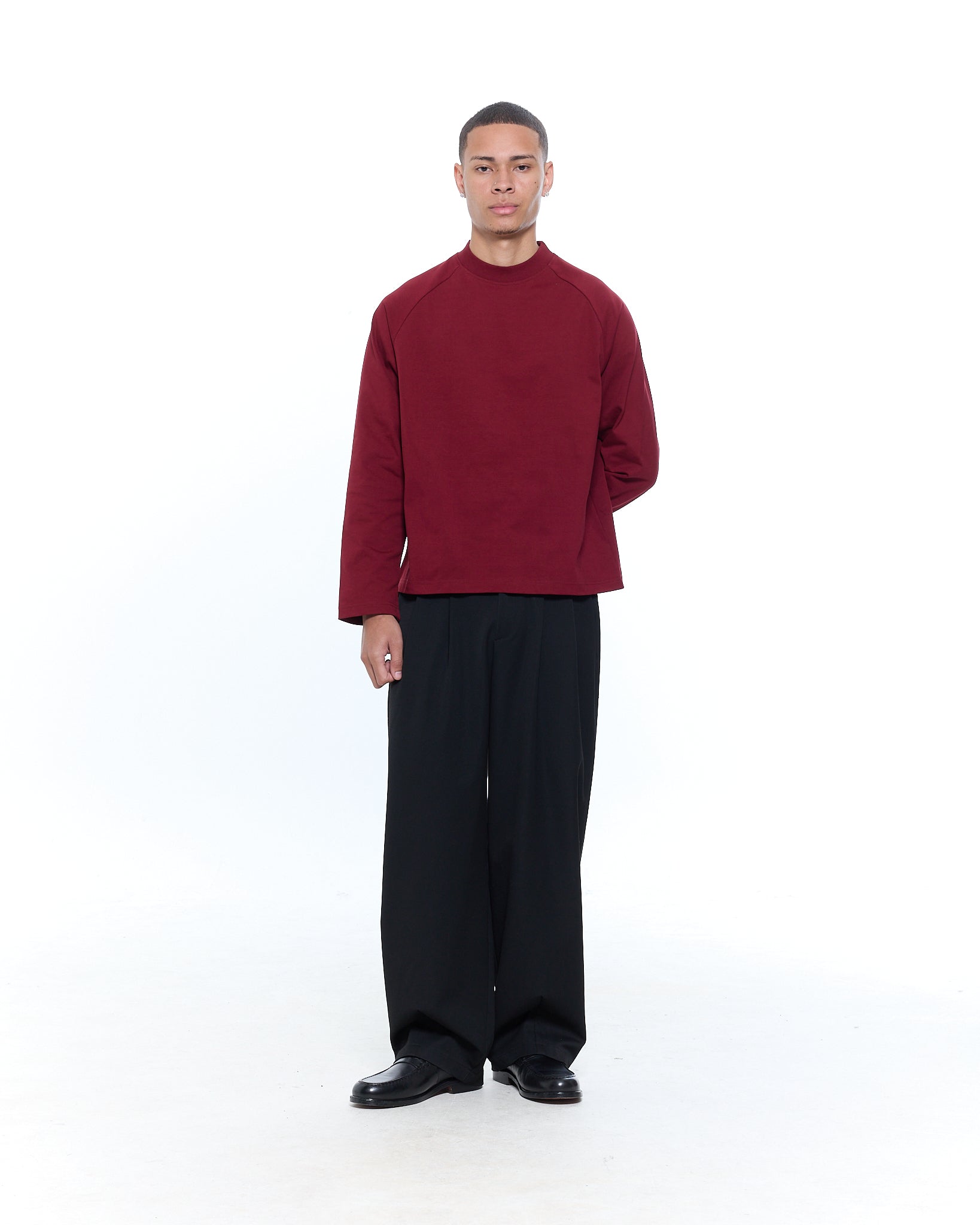 LONG SLEEVE T-SHIRT - BURGUNDY - Sweats UK