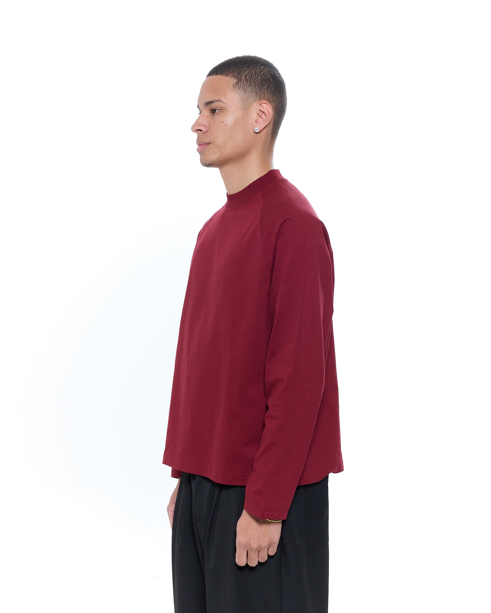 LONG SLEEVE T-SHIRT - BURGUNDY - Sweats UK