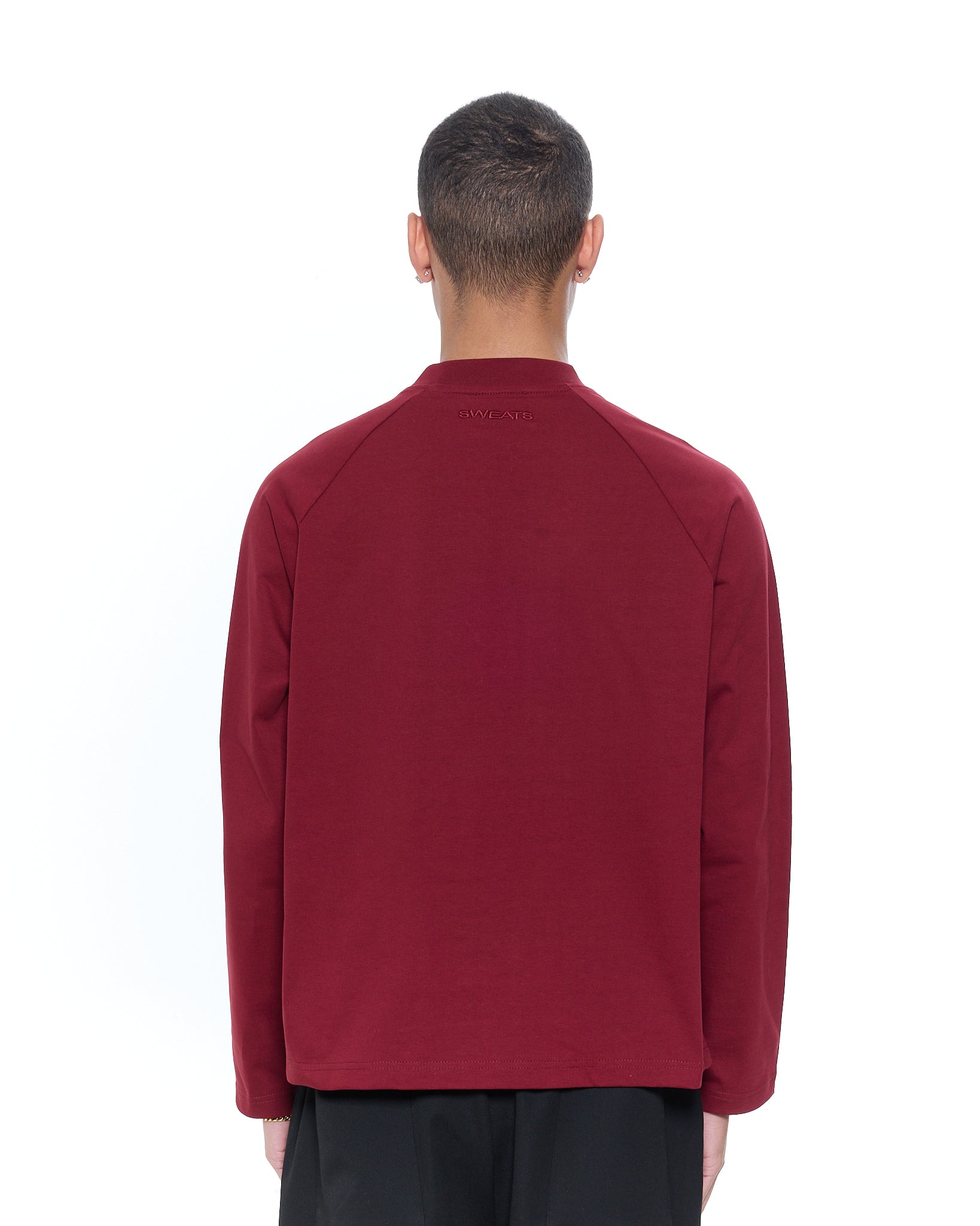 LONG SLEEVE T-SHIRT - BURGUNDY - Sweats UK