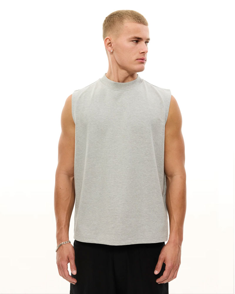 MUSCLE TEE - GREY MELANGE - Sweats UK