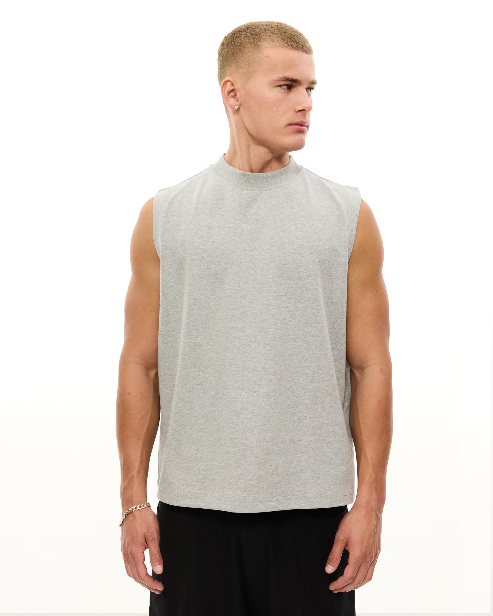 MUSCLE TEE - GREY MELANGE