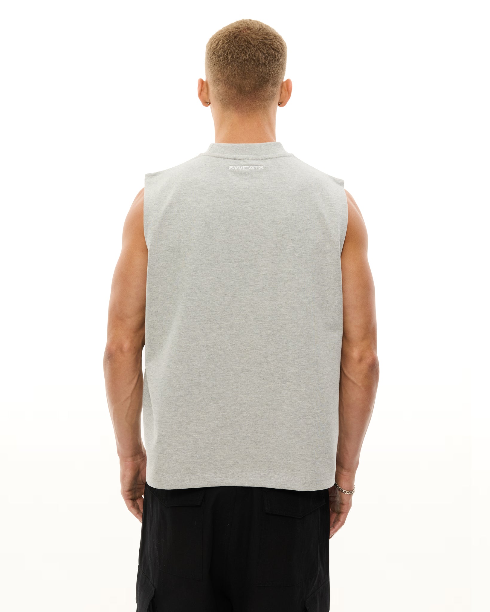 MUSCLE TEE - GREY MELANGE - Sweats UK