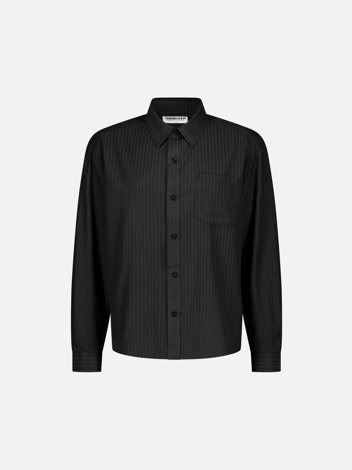 STRIPED BUTTON UP - BLACK