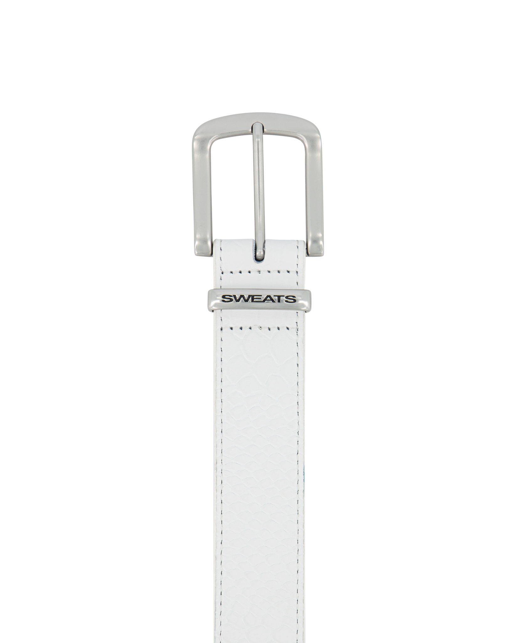 SNAKE SKIN LEATHER BELT - WHITE