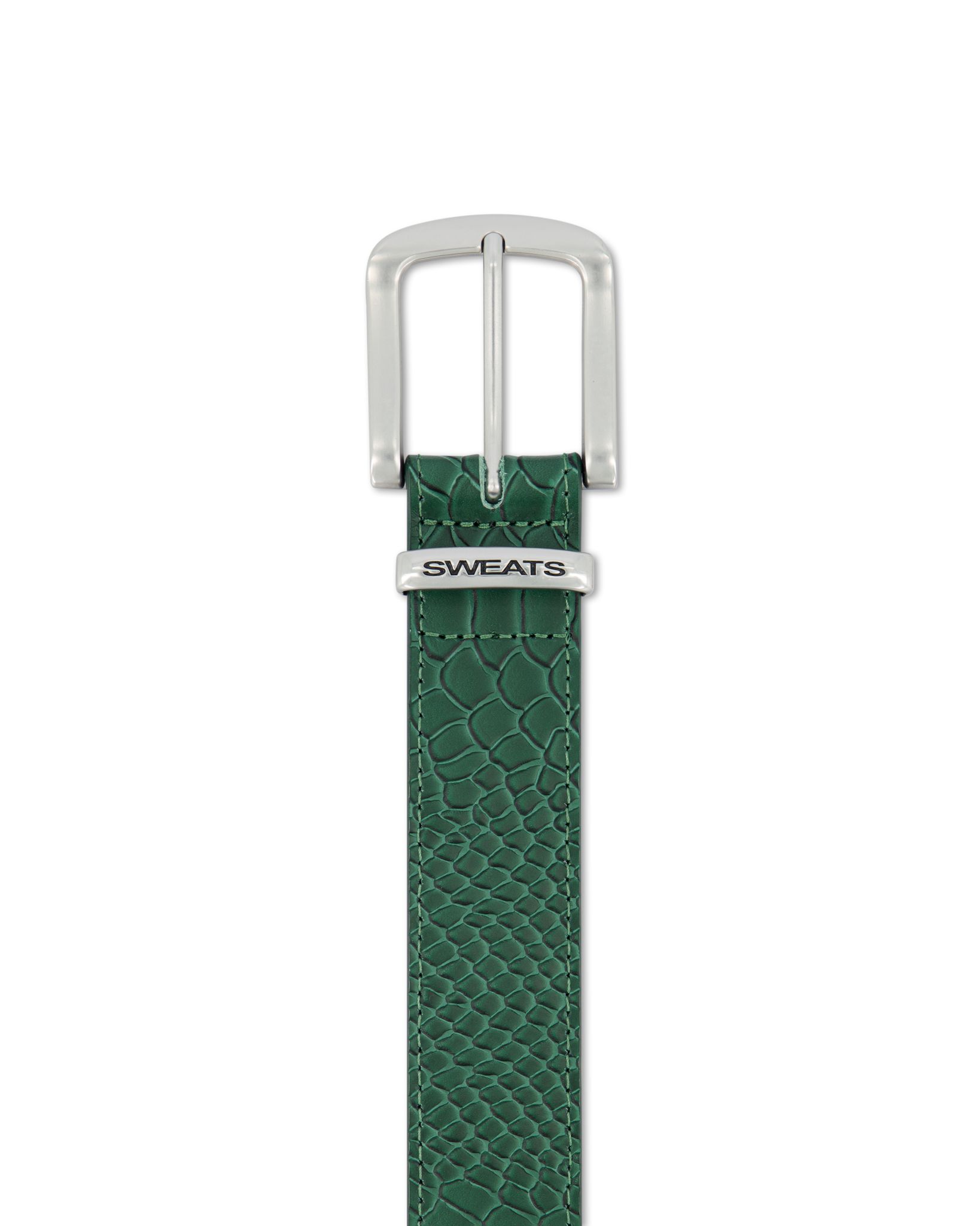 SNAKE SKIN LEATHER BELT - GREEN - Sweats UK