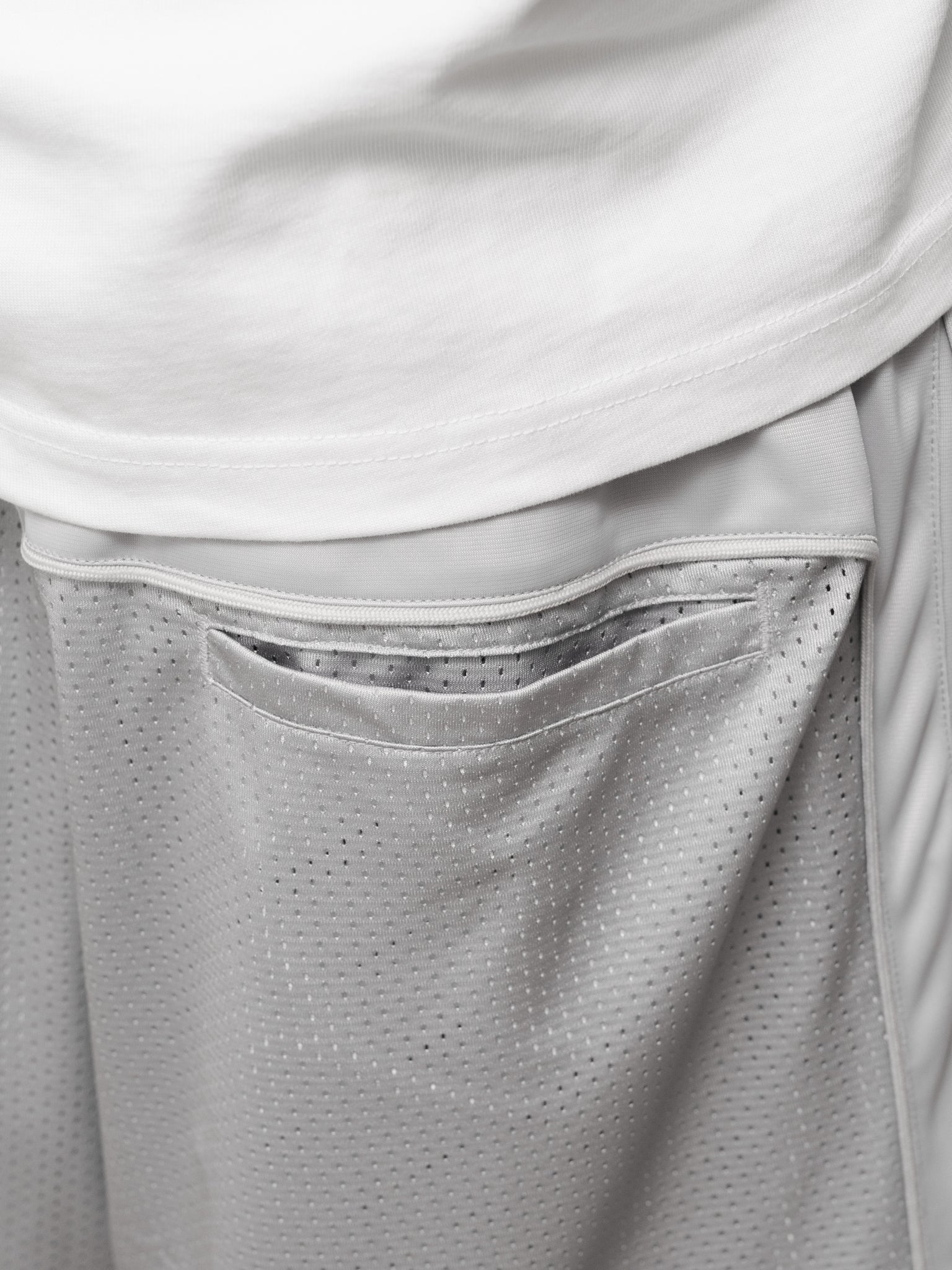 Grey mesh shorts by Sweats UK featuring a lightweight fabric and relaxed fit, perfect for casual summer wear.