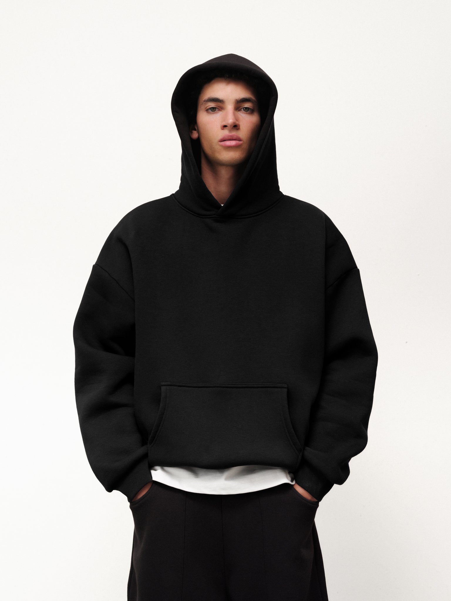Cozy Hoodie Black Cotton Blend | Sweats Collective