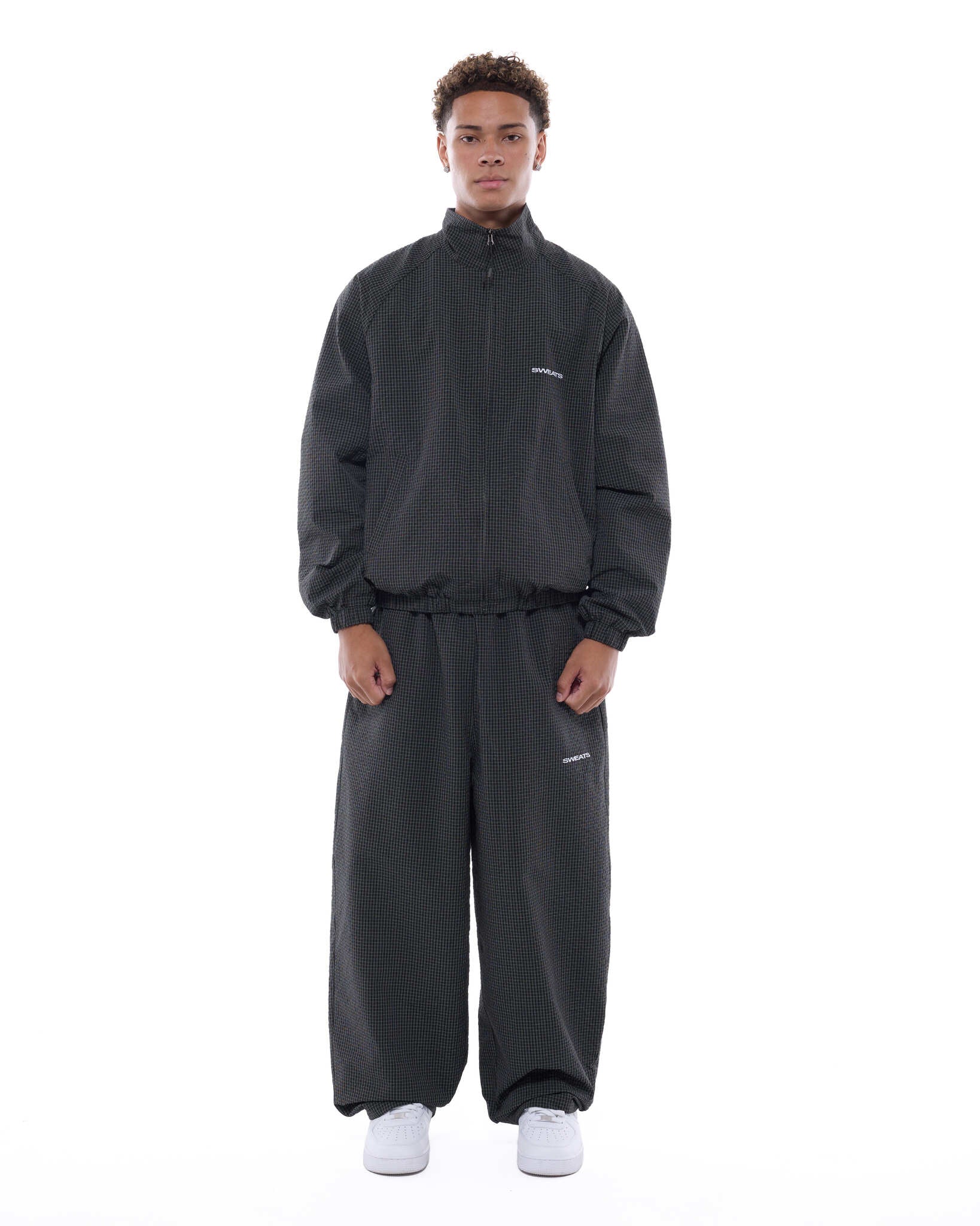 CHECKERED TRACK PANT - BLACK/WHITE - Sweats UK