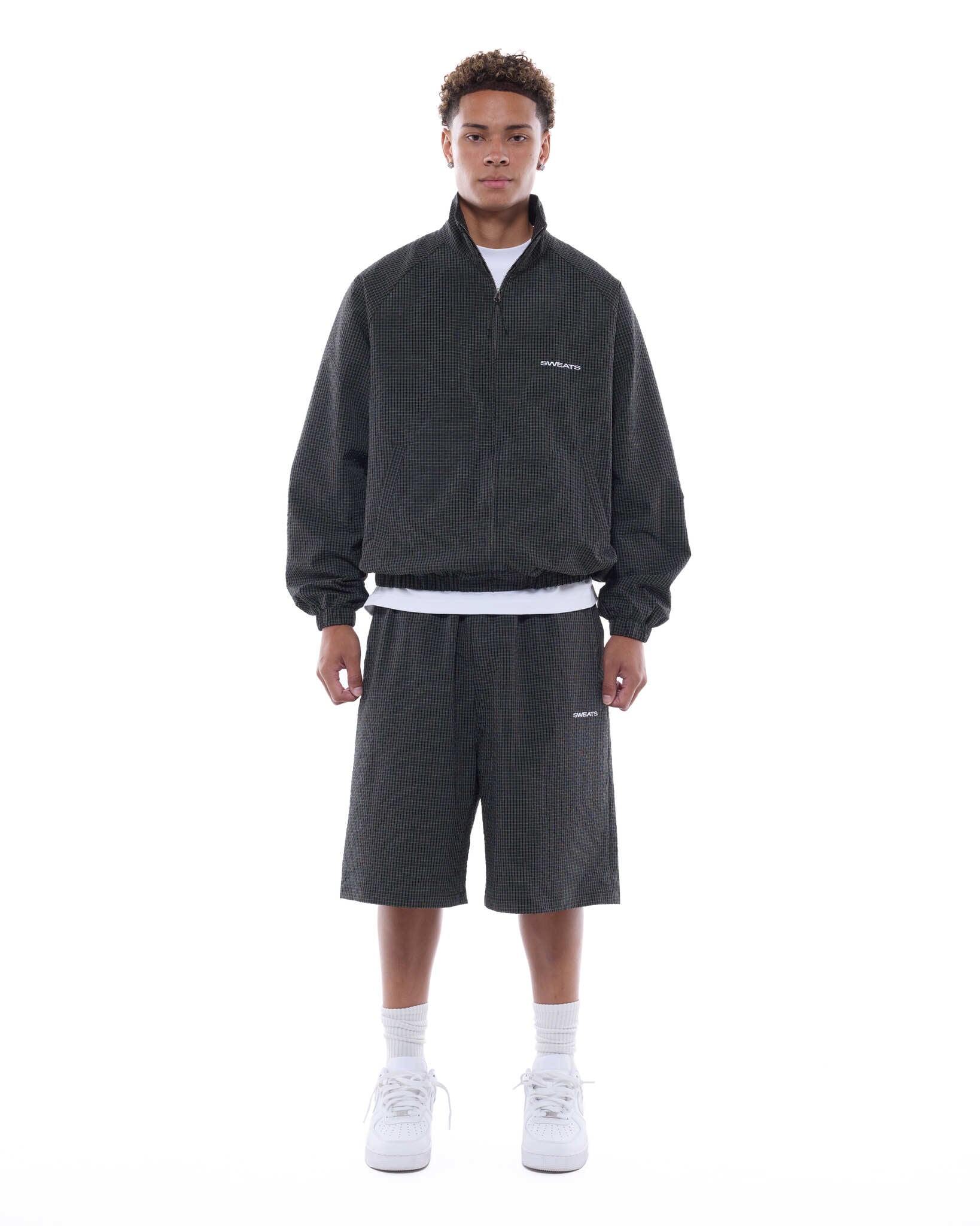 CHECKERED TRACK SHORT - BLACK/WHITE - Sweats UK