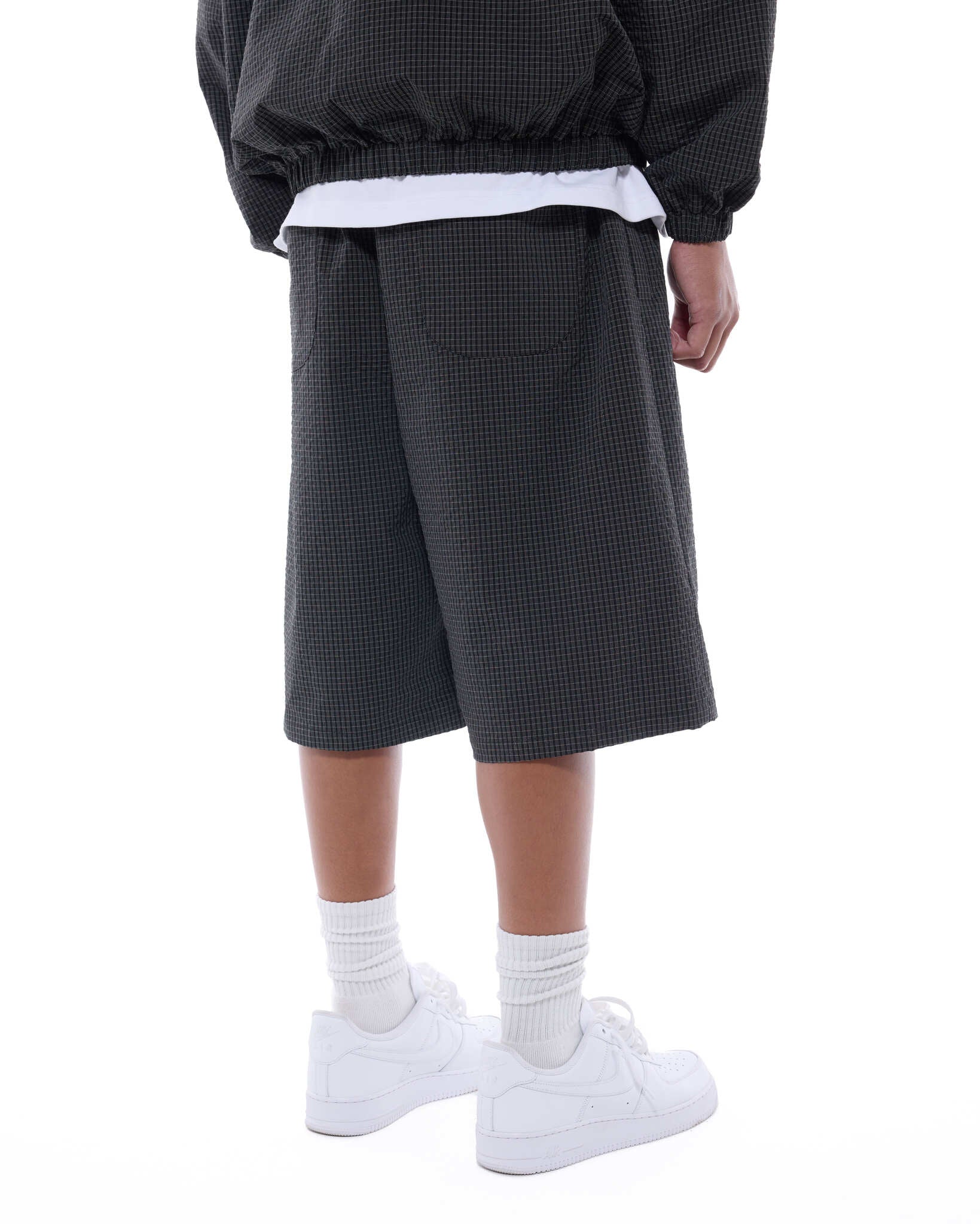 CHECKERED TRACK SHORT - BLACK/WHITE - Sweats UK