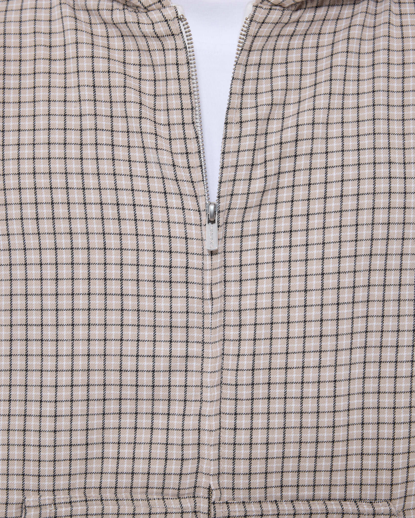 CHECKERED ZIP UP - CREAM/BLACK - Sweats UK