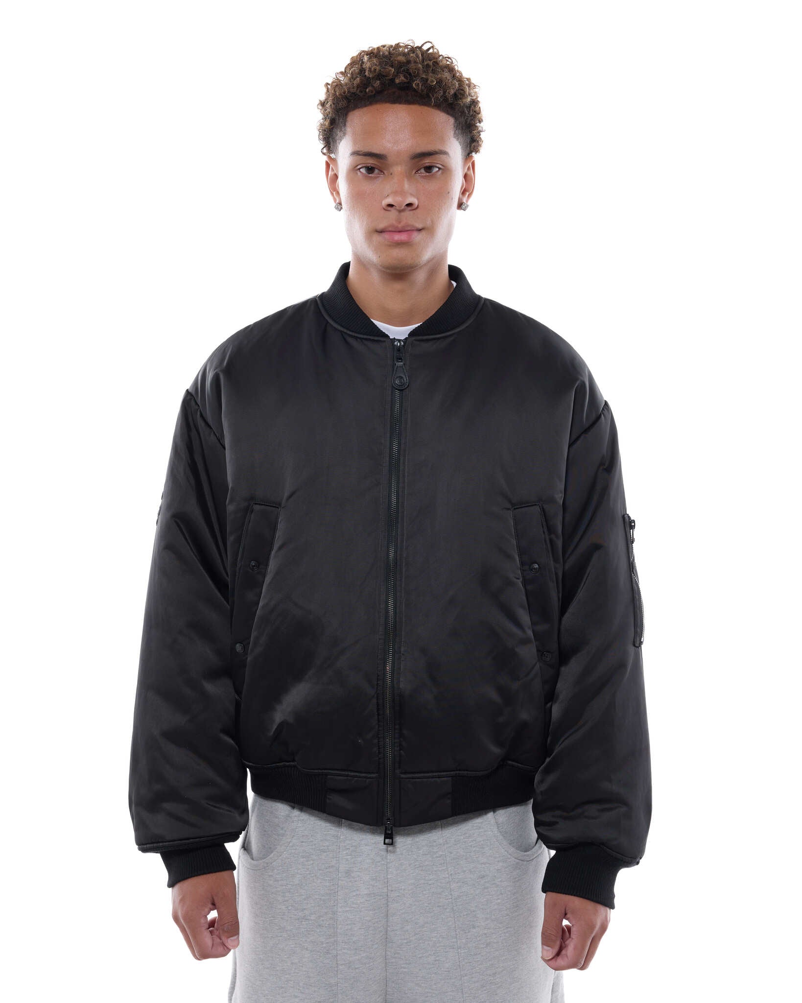 BOMBER JACKET - BLACK - Sweats UK