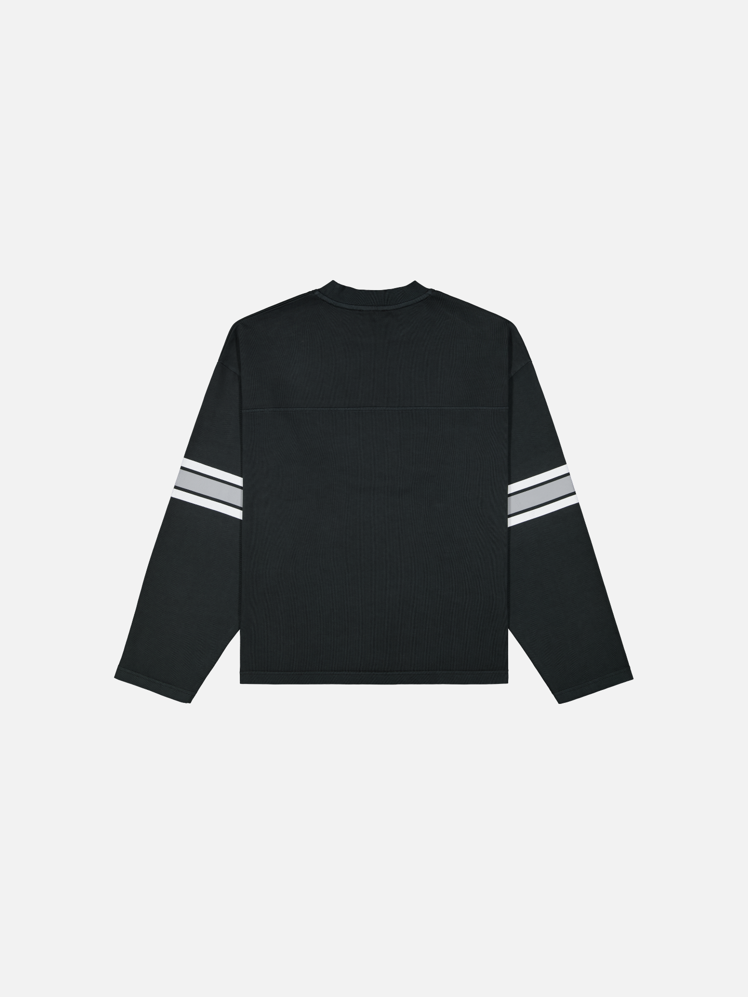 Back view of Sweats UK washed black long-sleeve jersey T-shirt with a relaxed fit and classic crew neckline.