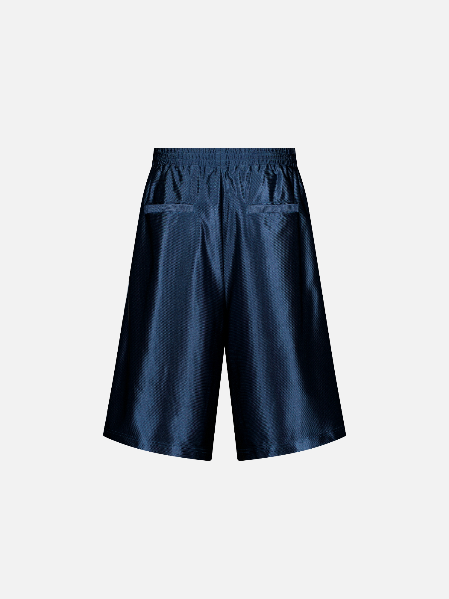 Navy league shorts by Sweats UK showing the back view with elastic waistband and casual athletic design.