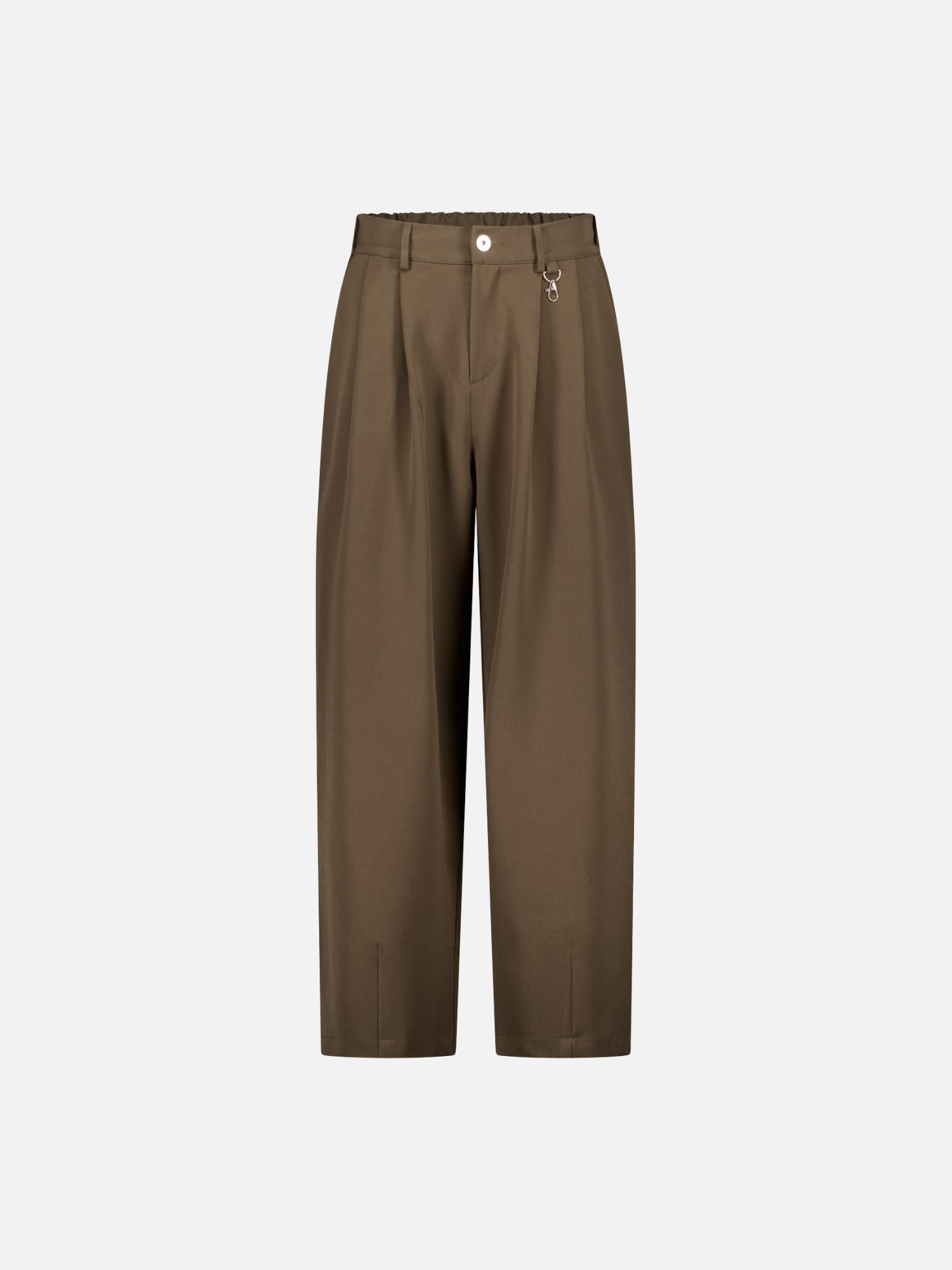 Brown pleated pant from Sweats UK shown from the front, featuring a tailored fit and classic pleats for a stylish look.