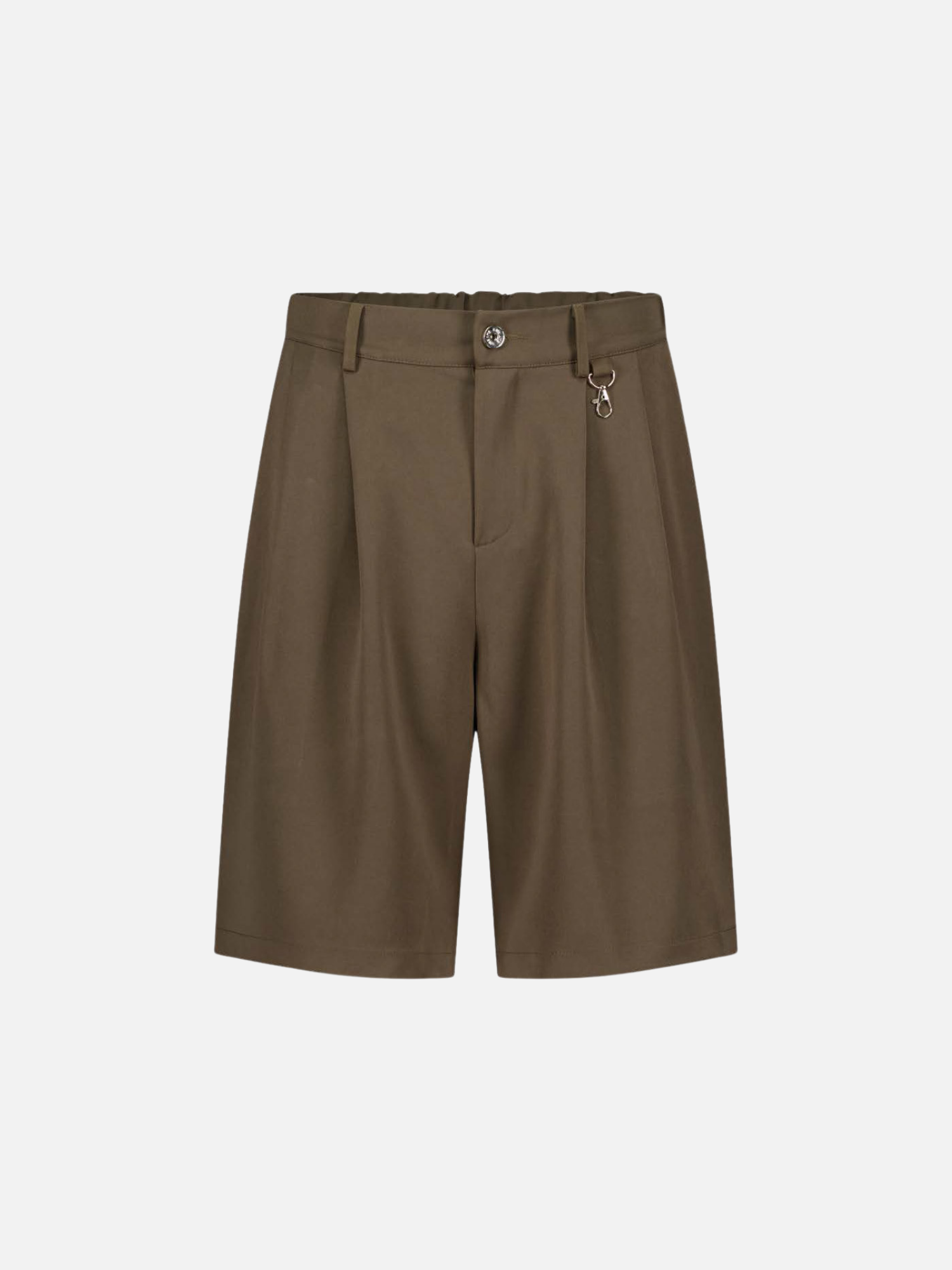 Brown pleated shorts by Sweats UK, front view showing the stylish design and tailored fit.