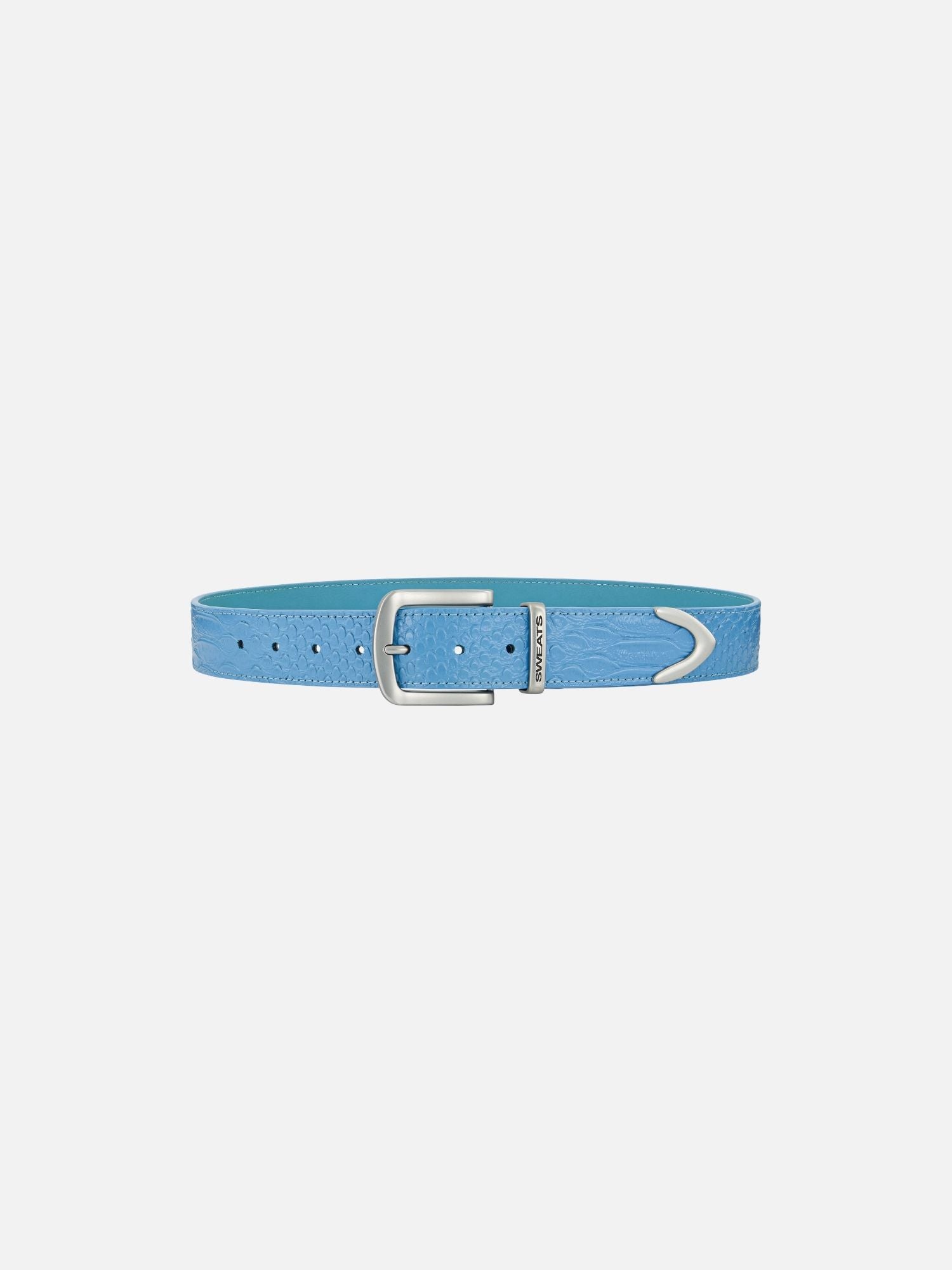 SNAKE SKIN LEATHER BELT - BLUE