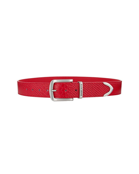 SNAKE SKIN LEATHER BELT - RED