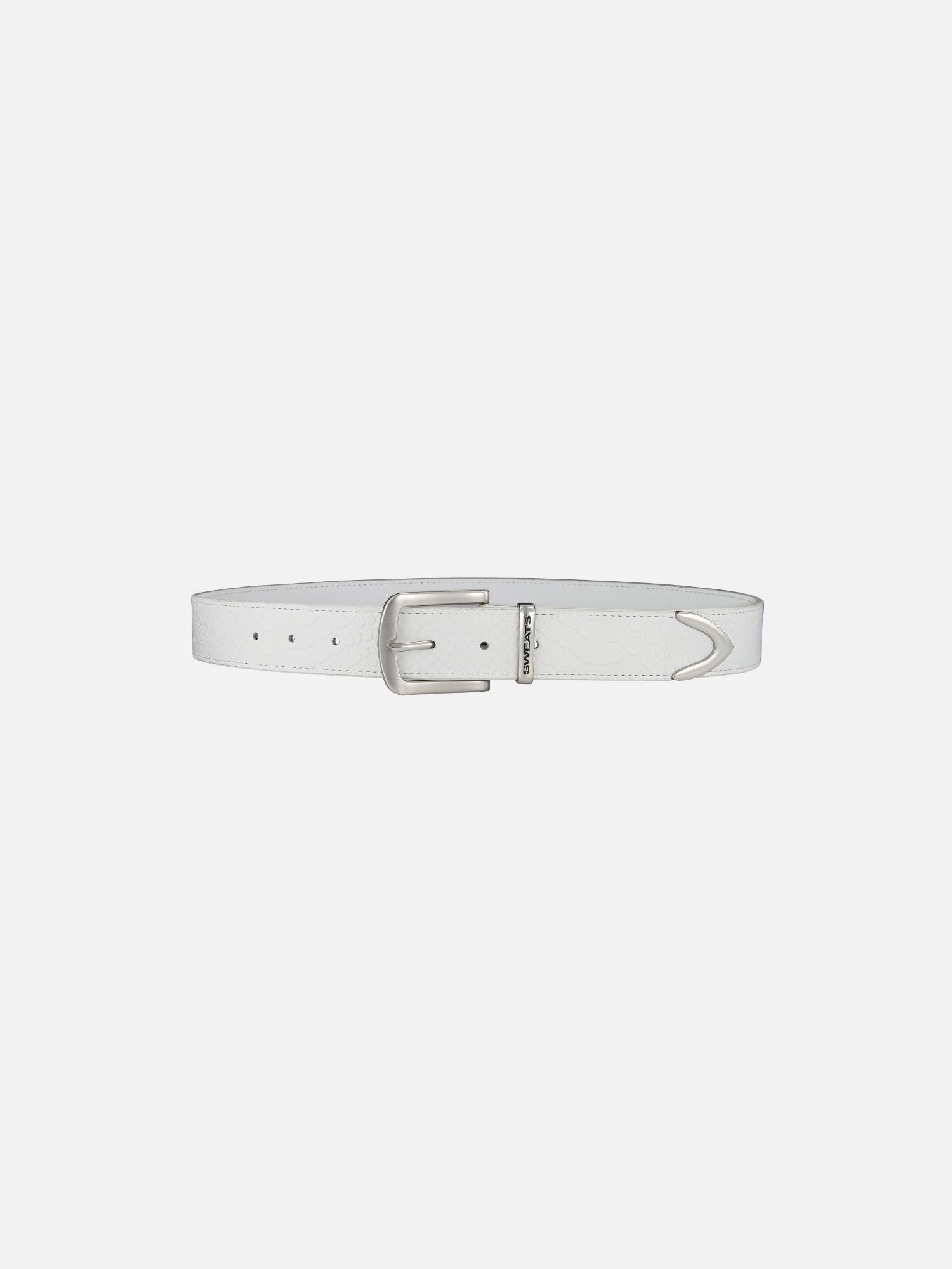 SNAKE SKIN LEATHER BELT - WHITE
