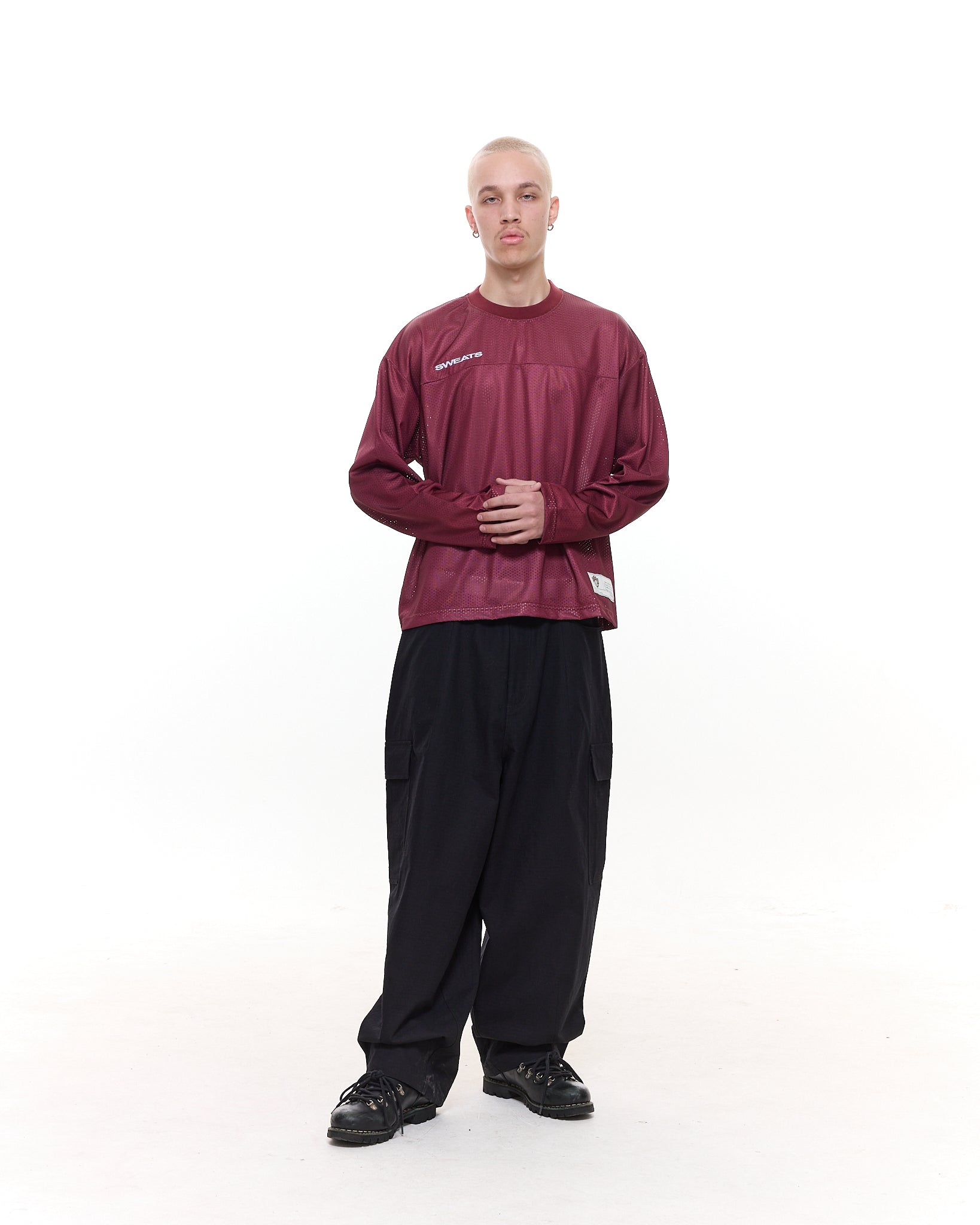 MESH LS T-SHIRT - BURGUNDY