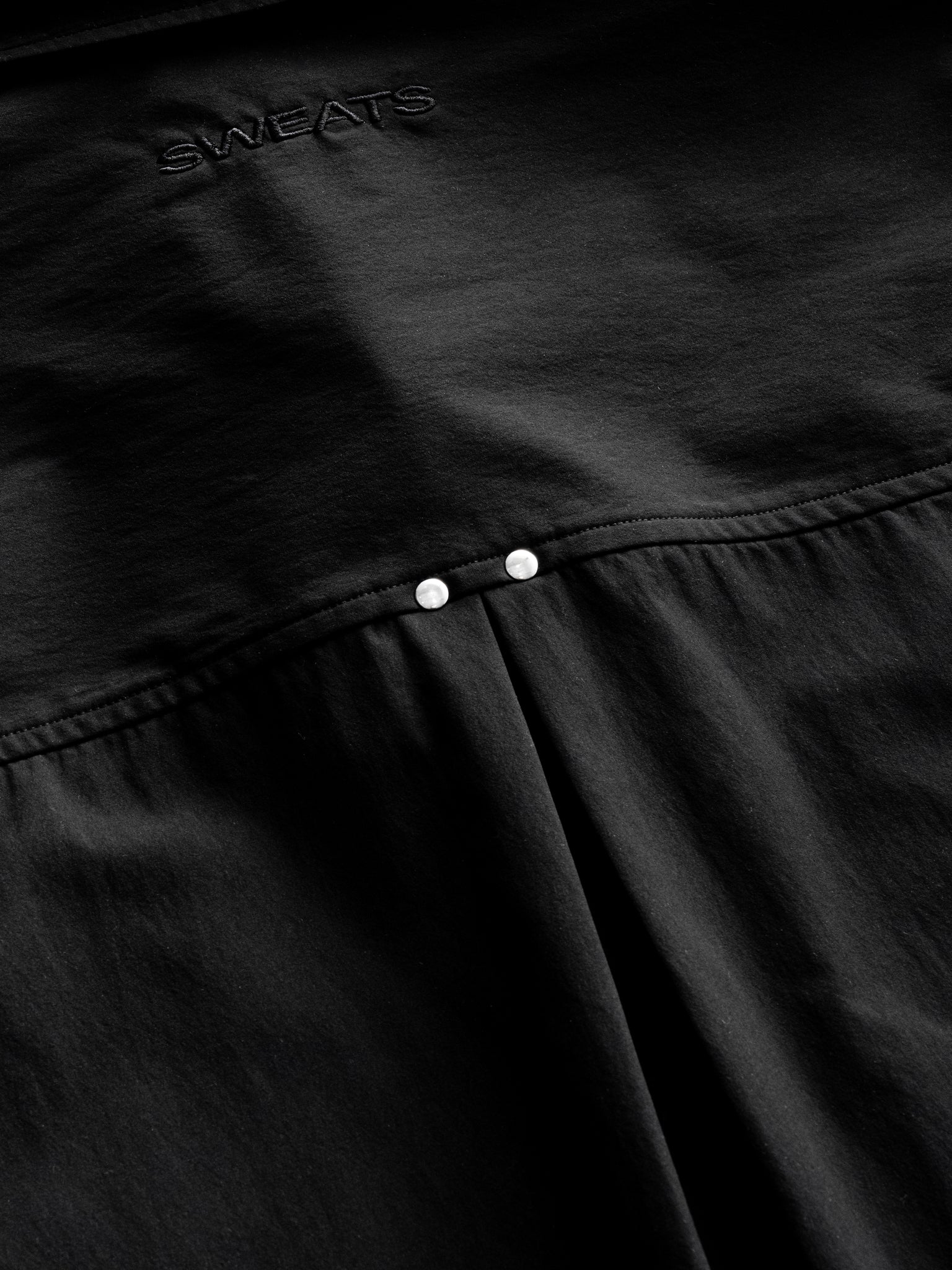 Black Signature Button Up shirt by Sweats UK displayed flat with buttons and collar visible.