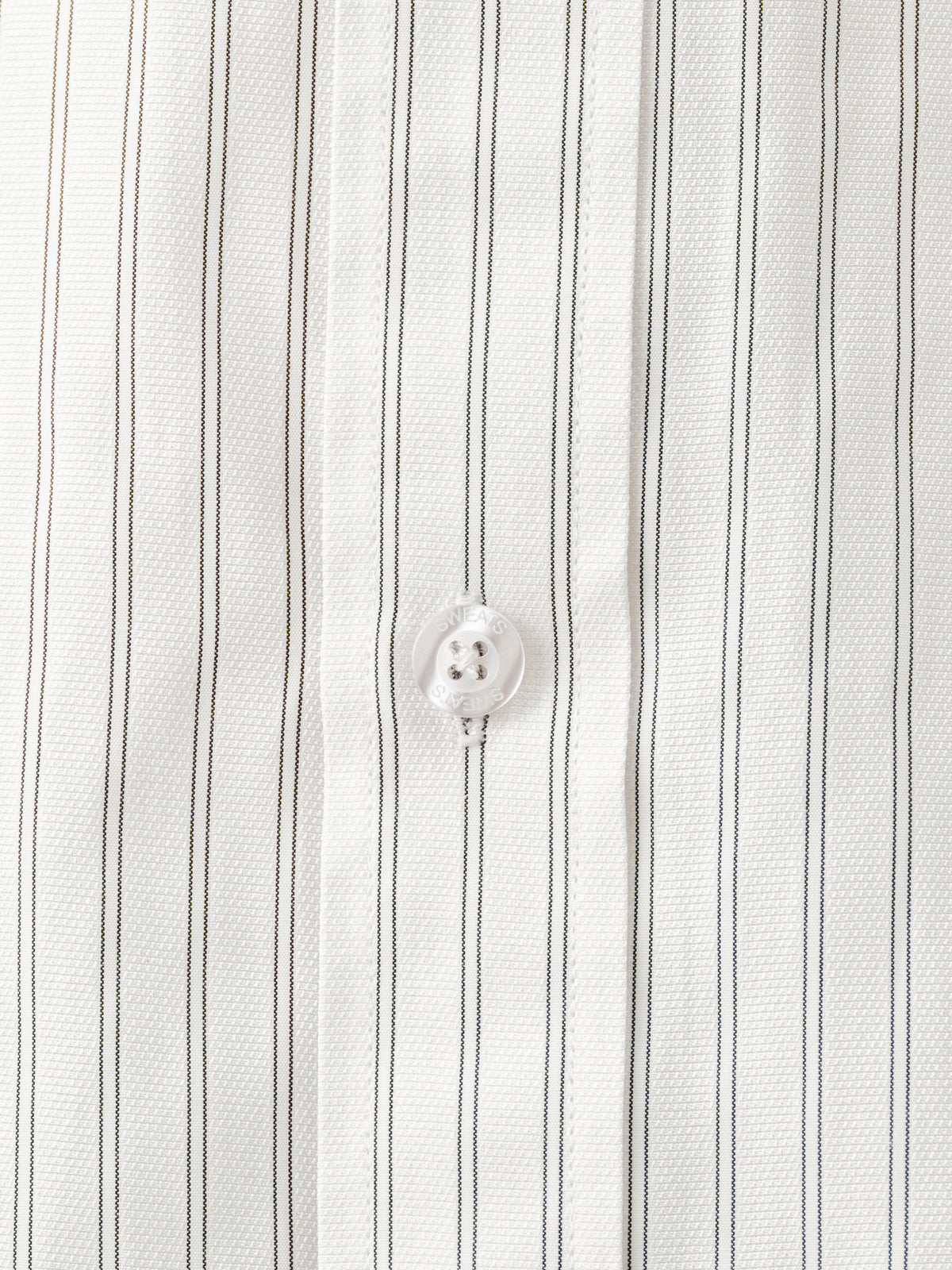 White striped button-up shirt from Sweats UK, casual summer style with a classic collar and button-front design.