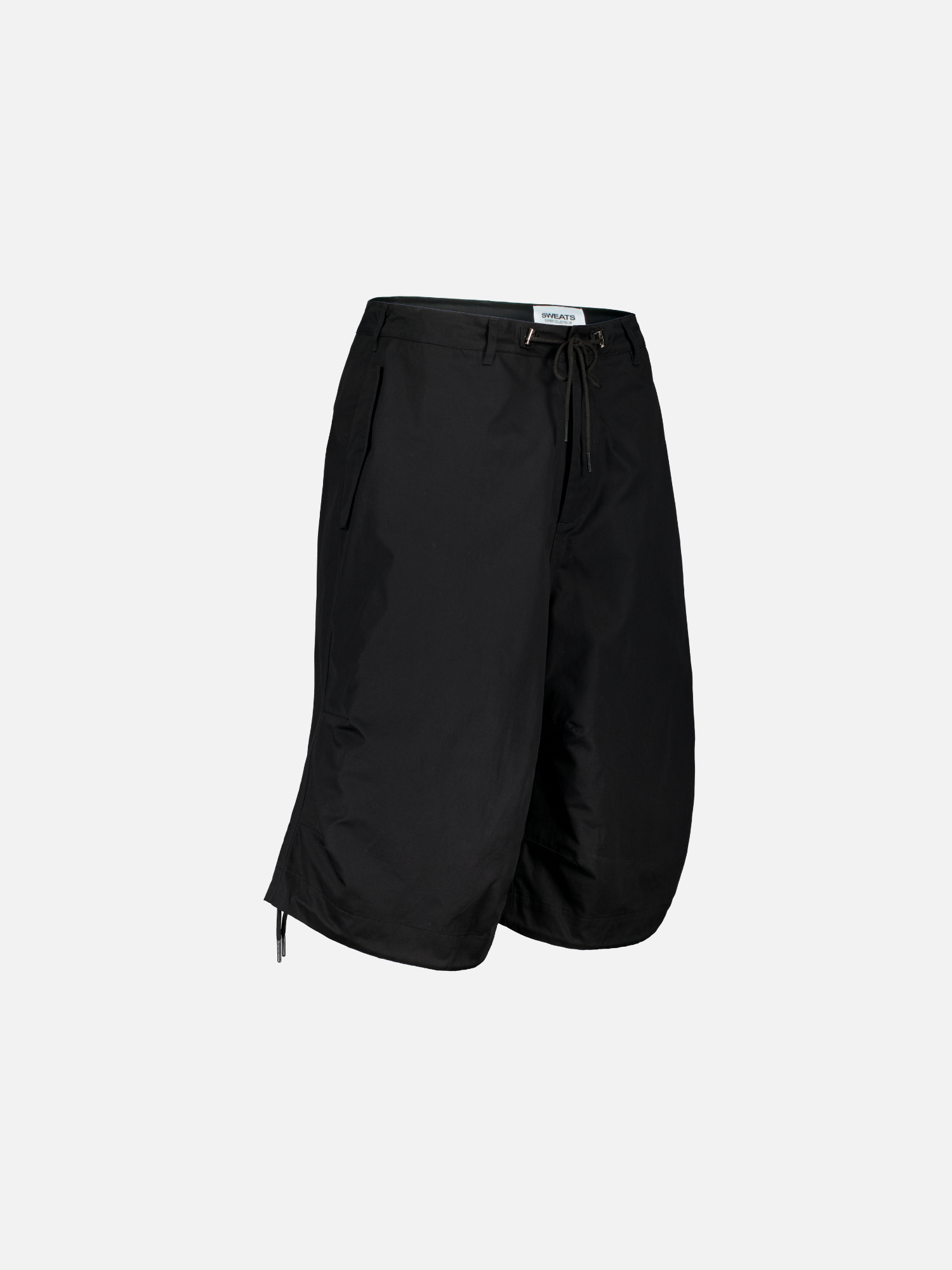 Black V3 Flight Shorts by Sweats UK shown from a side view, featuring athletic design and comfortable fit.