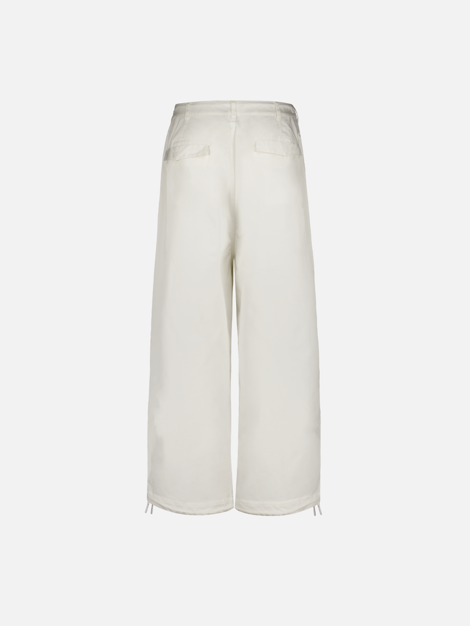 Back view of white V3 Flight Pant by Sweats UK, showing relaxed fit and sporty design with elastic waistband and tapered legs.