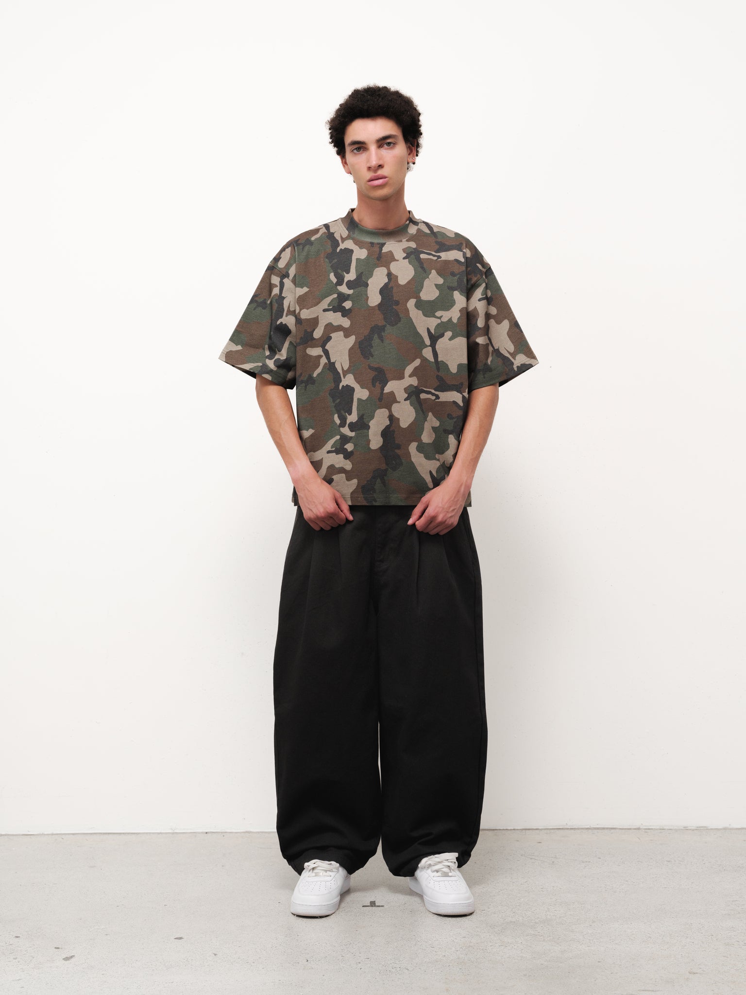 Sweats UK Signature Blank T-Shirt in camouflage with a relaxed fit, showcasing front view on a plain background.