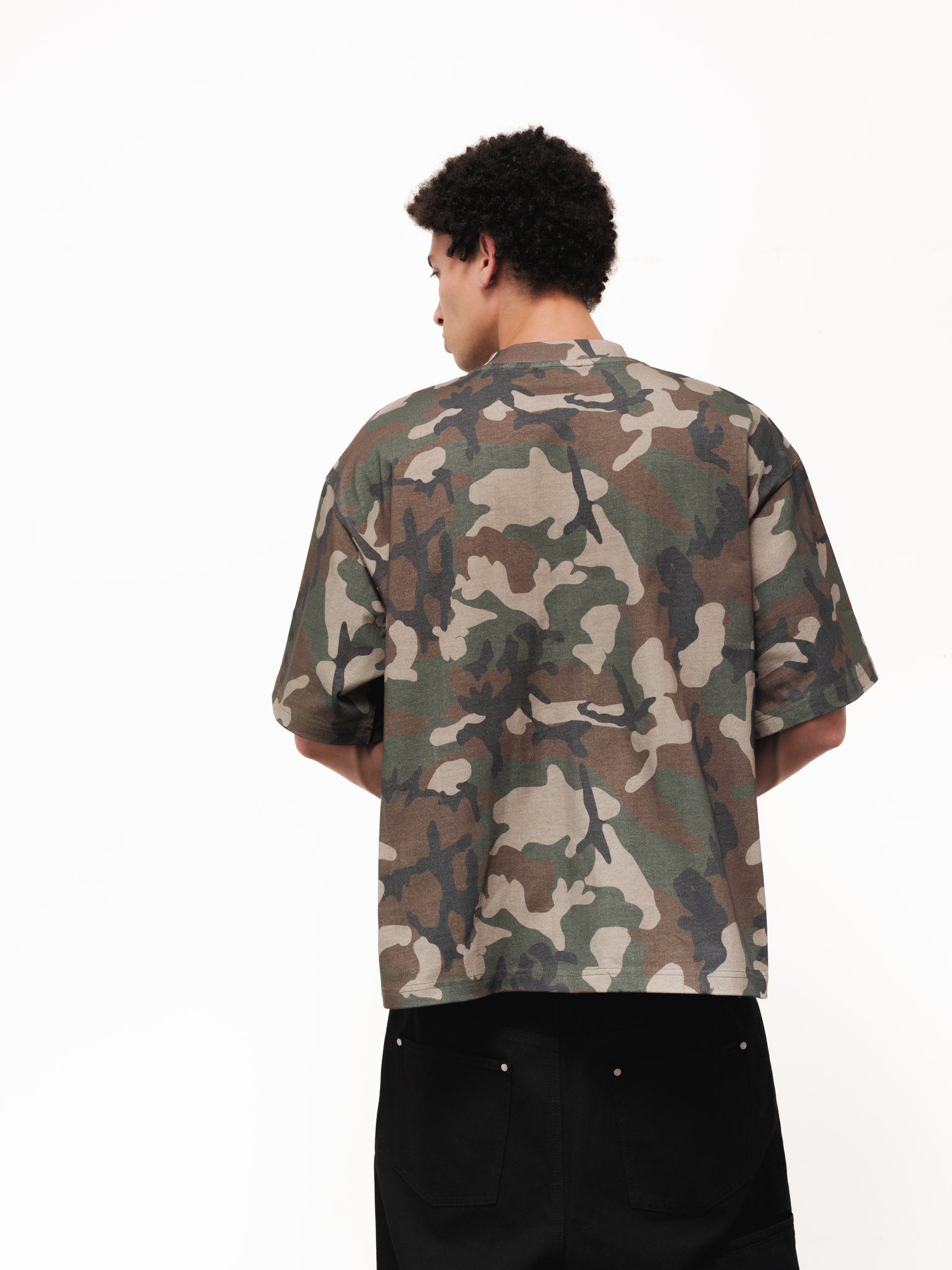 Sweats UK Signature Blank T-Shirt in camouflage with a classic crew neck and short sleeves, laid flat on a white background.
