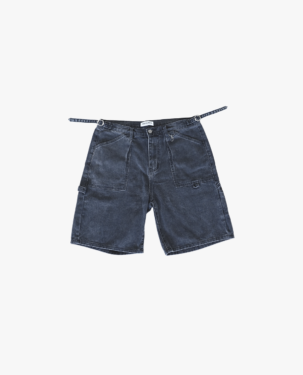 DENIM UTILITY SHORT - WASHED BLACK